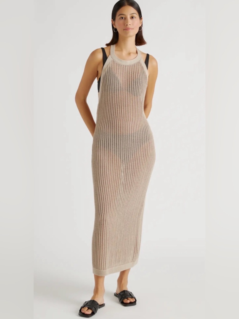 Quince 100% Organic Cotton Open-Knit Cover-Up Maxi Dress